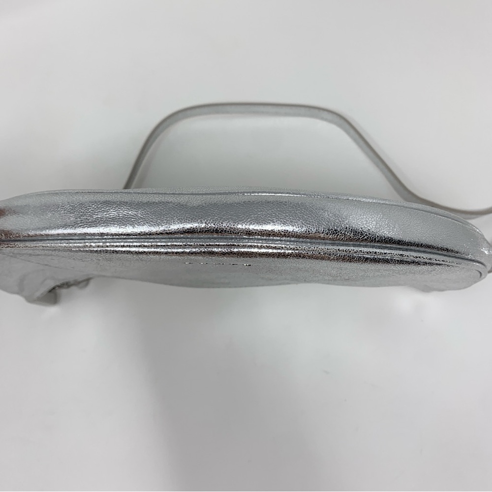 Staud Walker Shoulder Bag Silver Metallic Leather Crescent Half Moon - Picture 10 of 16